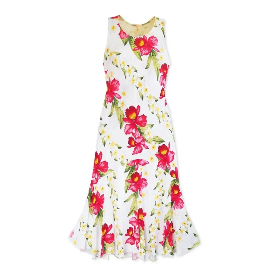 Orchid Play White Lehua Hawaiian Dress Elegance – Lavahut