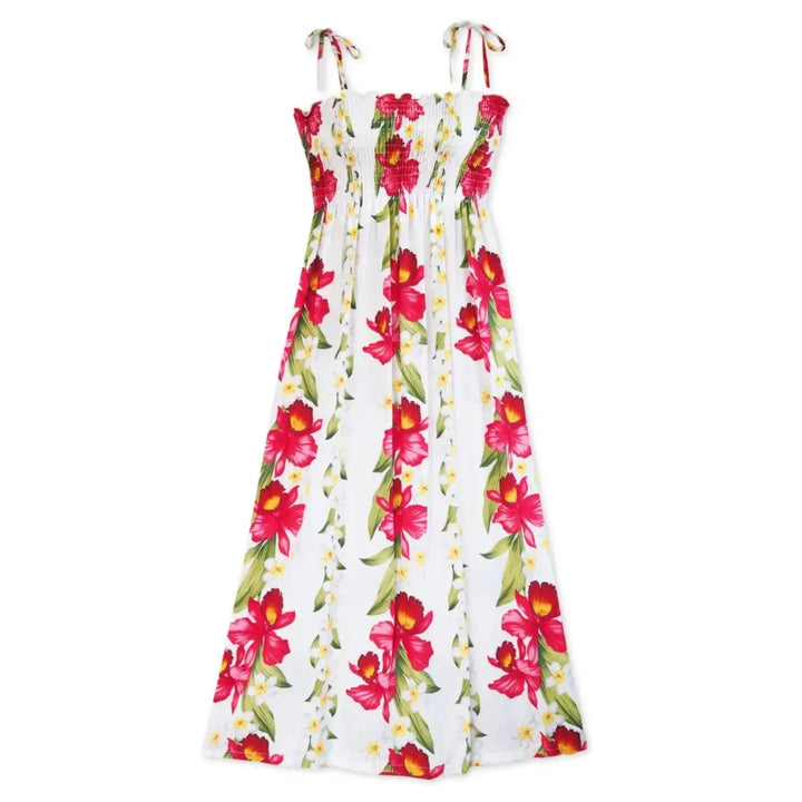 Orchid Play White Maxi Hawaiian Dress - Made in Hawaii