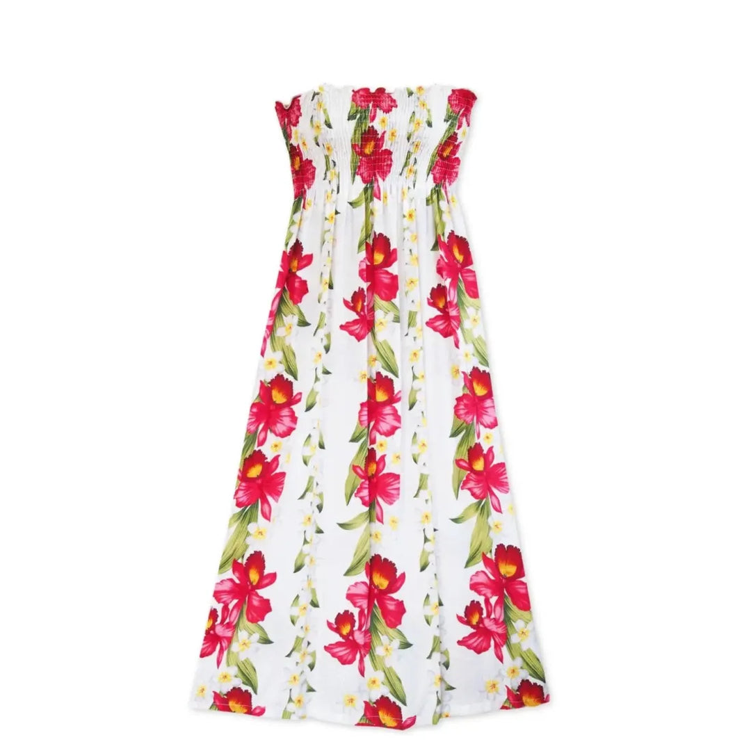 Orchid Play White Maxi Hawaiian Dress - Made in Hawaii