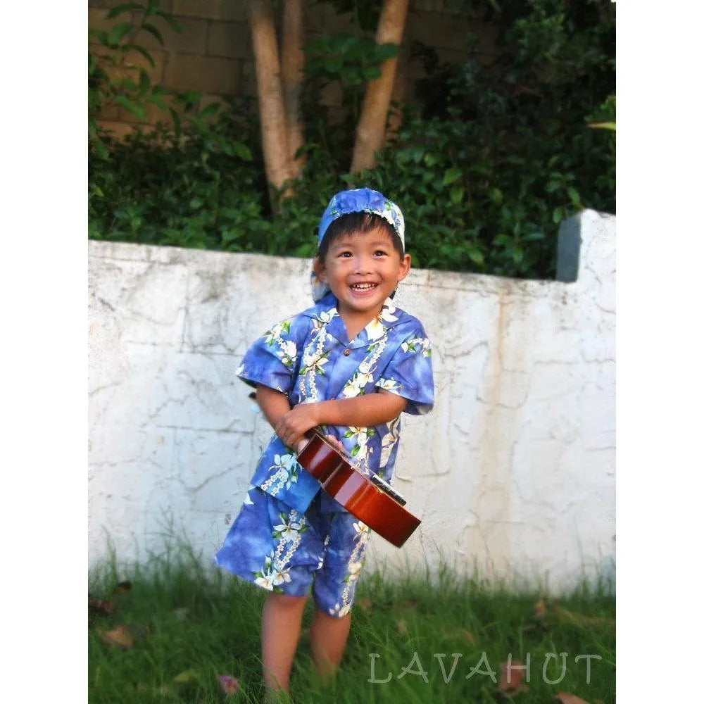 Orchid Purple Hawaiian Boy Shirt & Shorts Set - Made in Hawaii