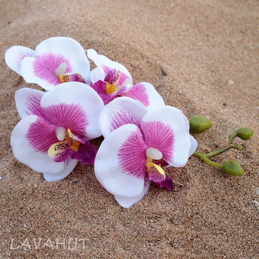 Orchid Purple/white Hawaiian Flower Hair Clip - Made in Hawaii