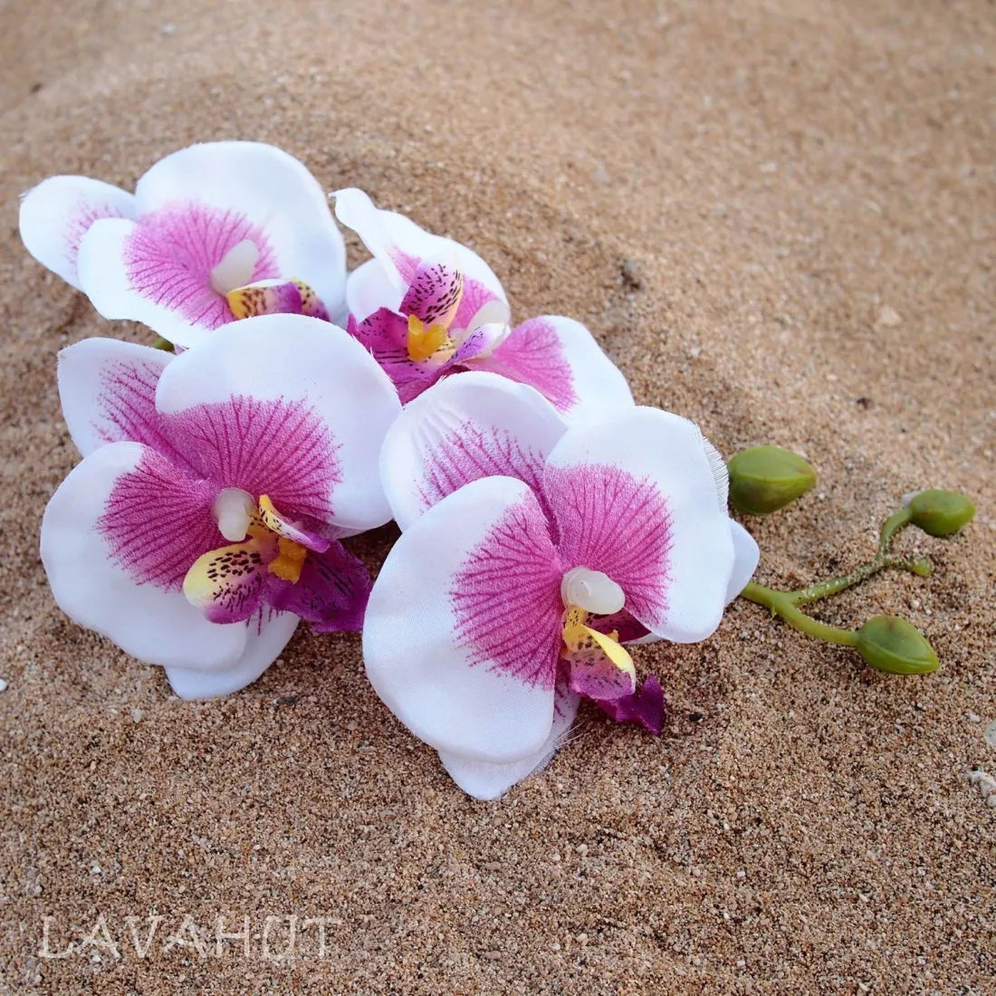 Orchid Purple/white Hawaiian Flower Hair Clip - Made In Hawaii