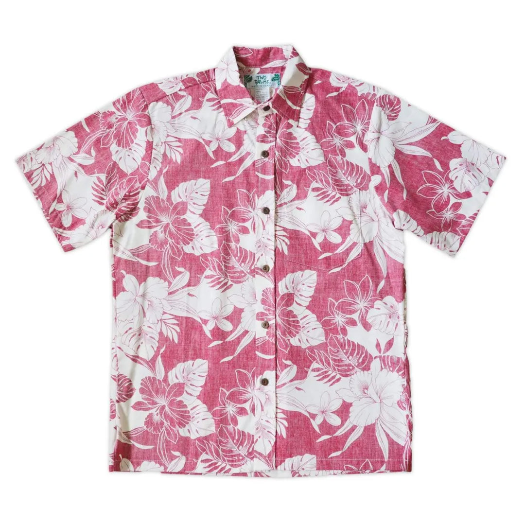 Orchid Shadow Red Hawaiian Reverse Shirt - Made in Hawaii