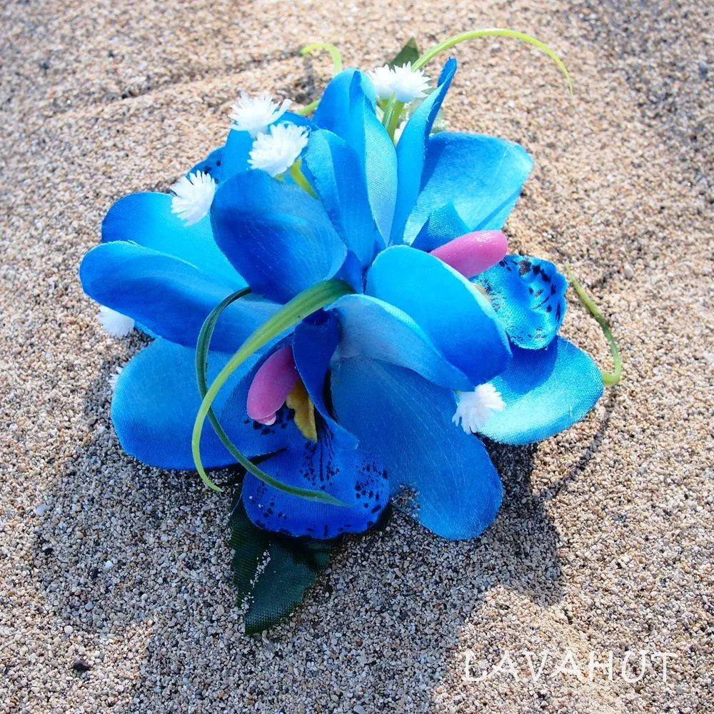 Orchid Wonder Blue Hawaiian Flower Hair Clip - Made In Hawaii