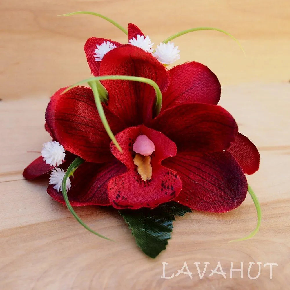 Orchid Wonder Maroon Hawaiian Flower Hair Clip - Made In Hawaii