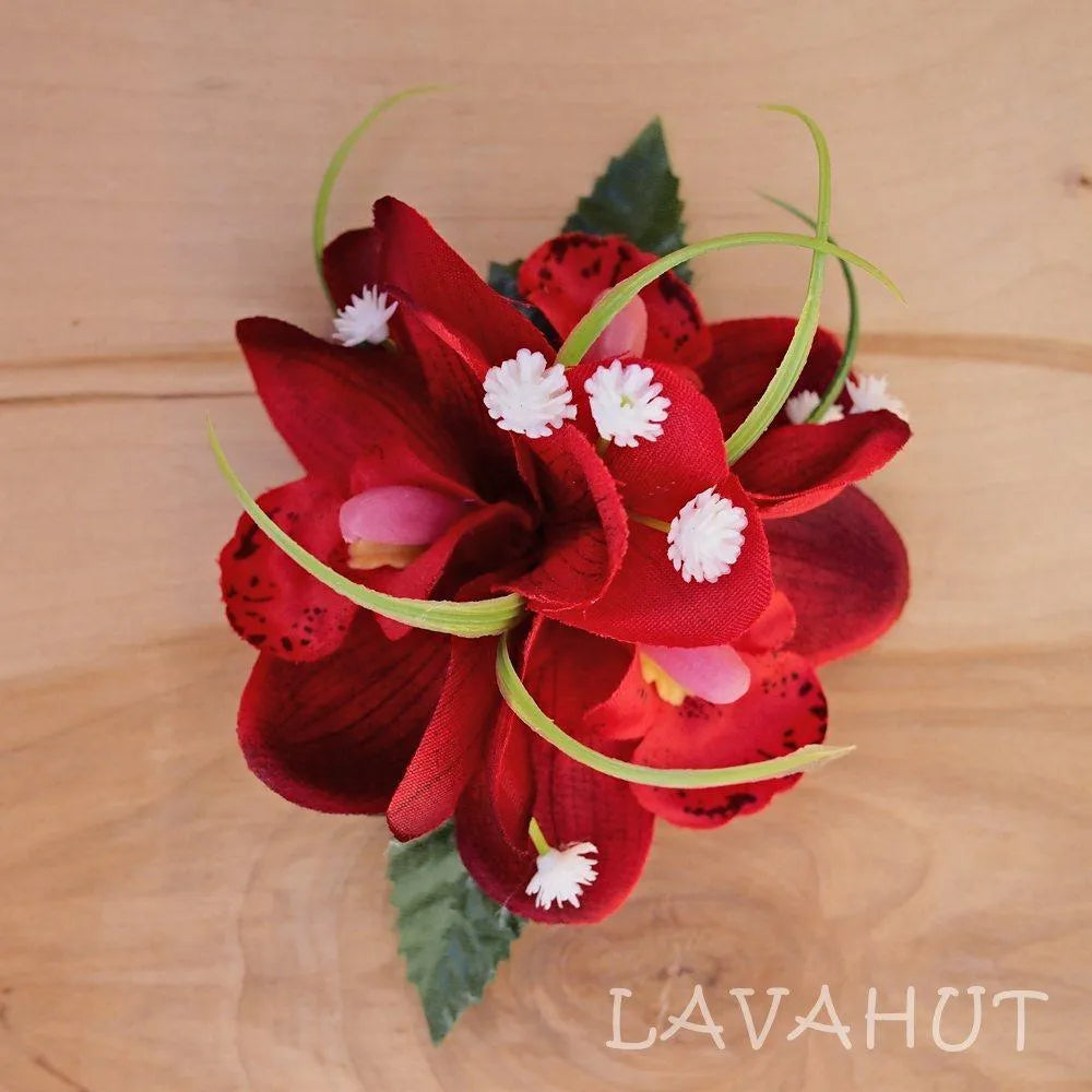 Orchid Wonder Maroon Hawaiian Flower Hair Clip - Made in Hawaii