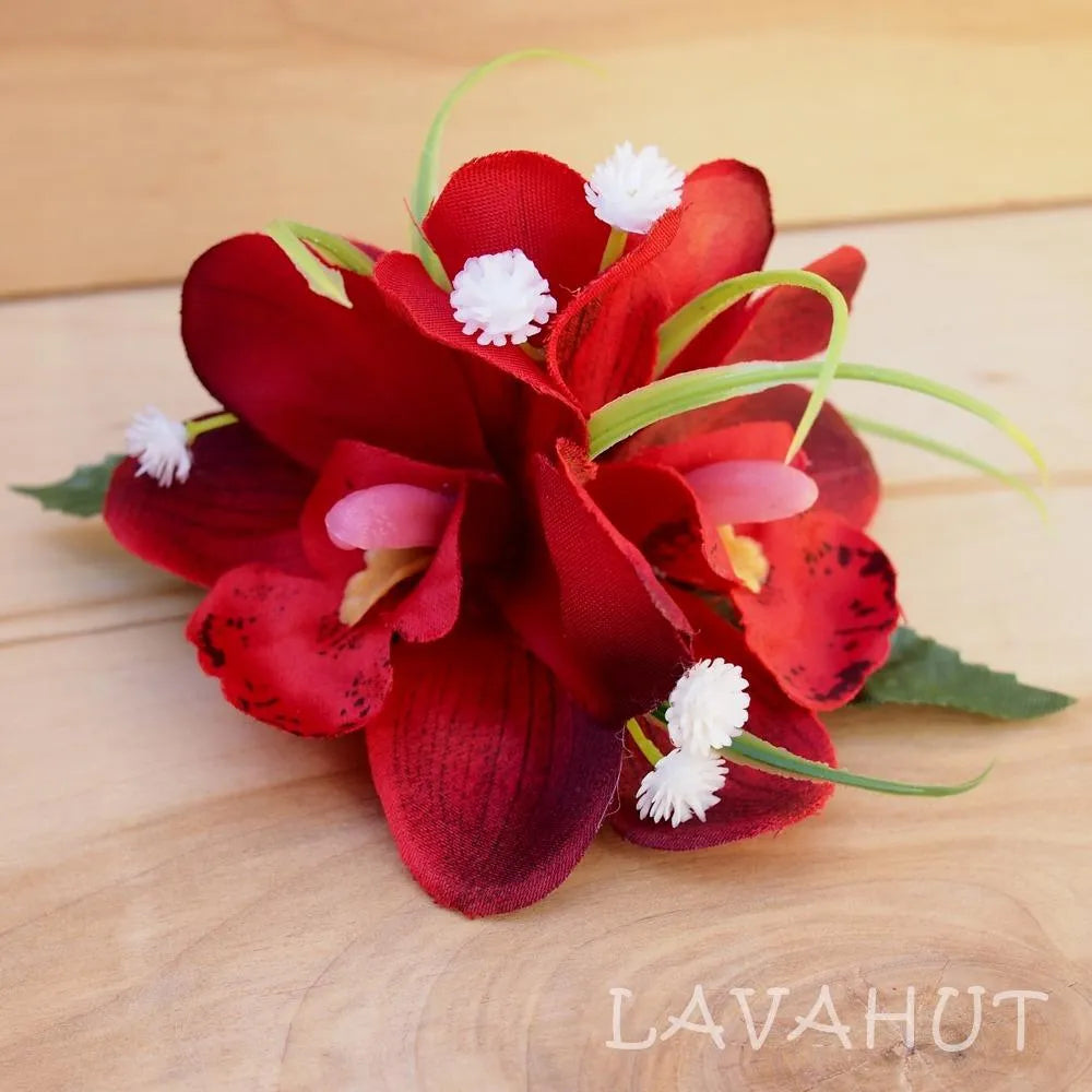 Orchid Wonder Maroon Hawaiian Flower Hair Clip - Made in Hawaii