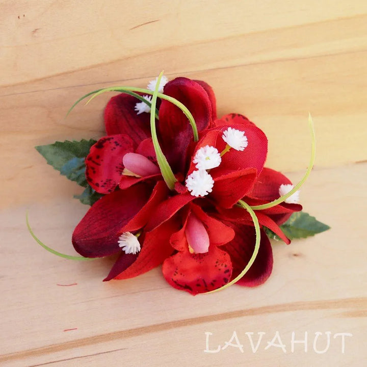 Orchid Wonder Maroon Hawaiian Flower Hair Clip - Made in Hawaii