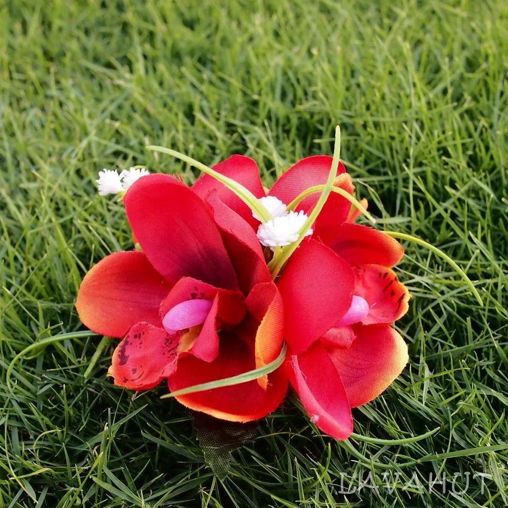 Orchid Wonder Red Hawaiian Flower Hair Clip - Made in Hawaii