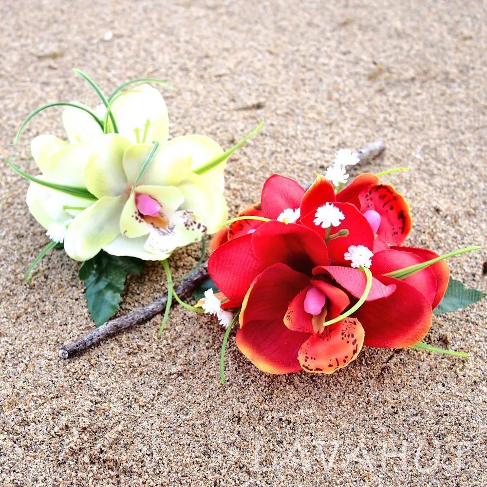 Orchid Wonder Red Hawaiian Flower Hair Clip - Made In Hawaii