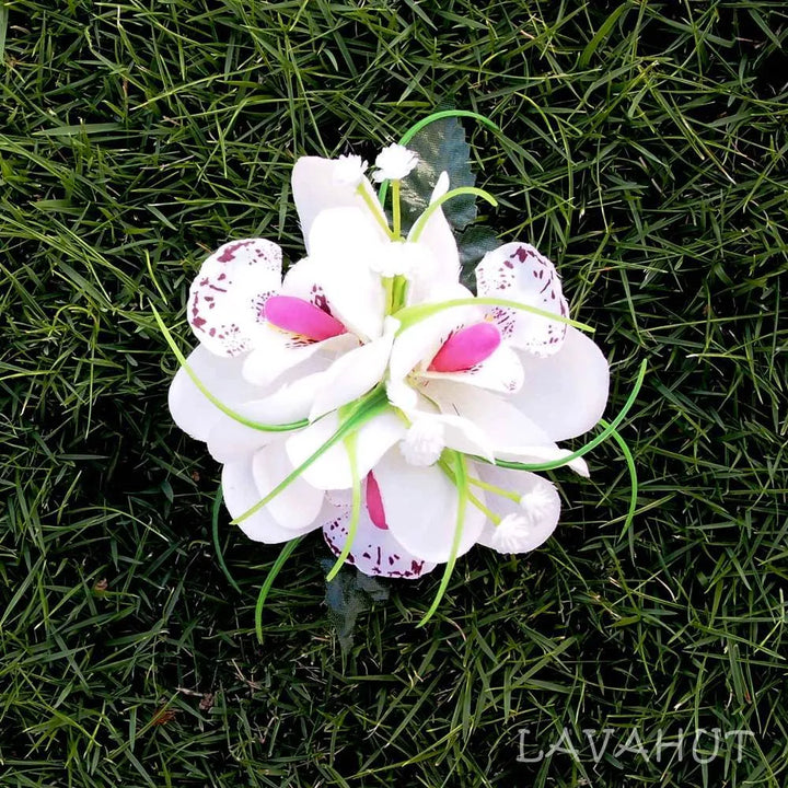 Orchid Wonder White Hawaiian Flower Hair Clip - Made in Hawaii