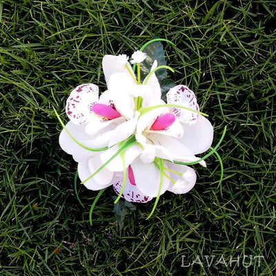 Orchid Wonder White Hawaiian Flower Hair Clip - Made In Hawaii