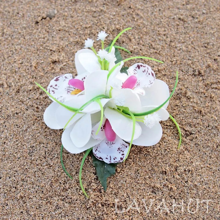 Orchid Wonder White Hawaiian Flower Hair Clip - Made in Hawaii