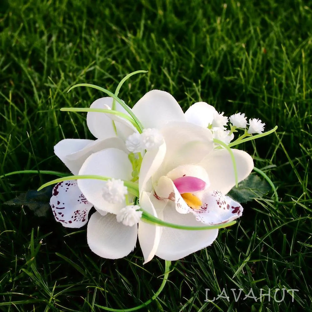 Orchid Wonder White Hawaiian Flower Hair Clip - Made in Hawaii