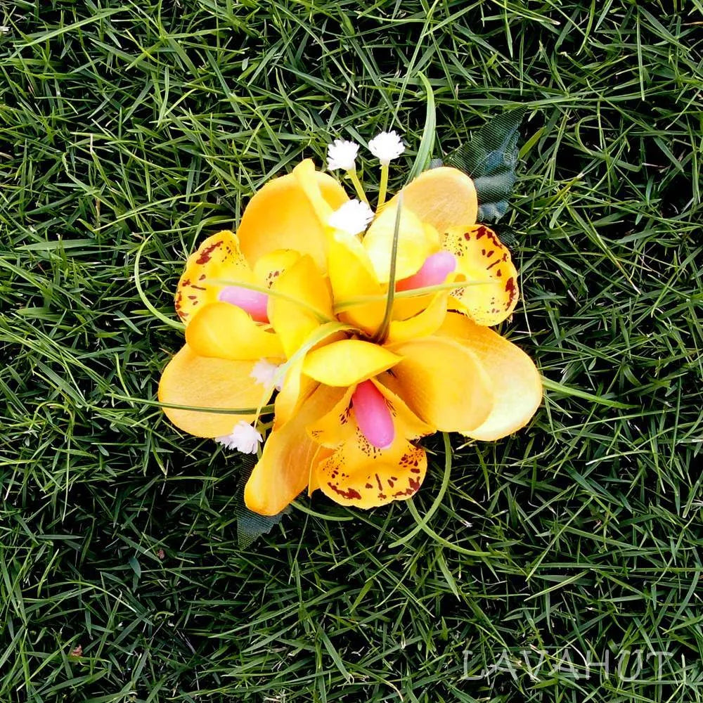 Orchid Wonder Yellow Hawaiian Flower Hair Clip - Made in Hawaii