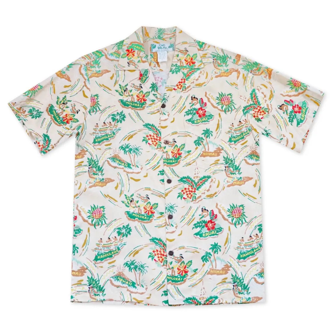 Pacific Cream Hawaiian Rayon Shirt - Made in Hawaii