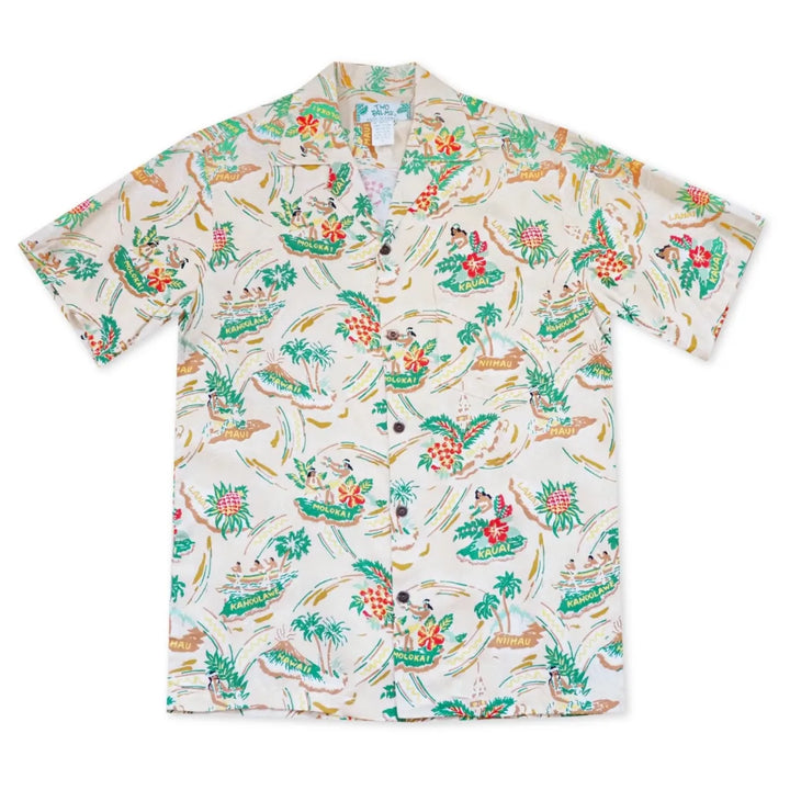 Pacific Cream Hawaiian Rayon Shirt - Made in Hawaii