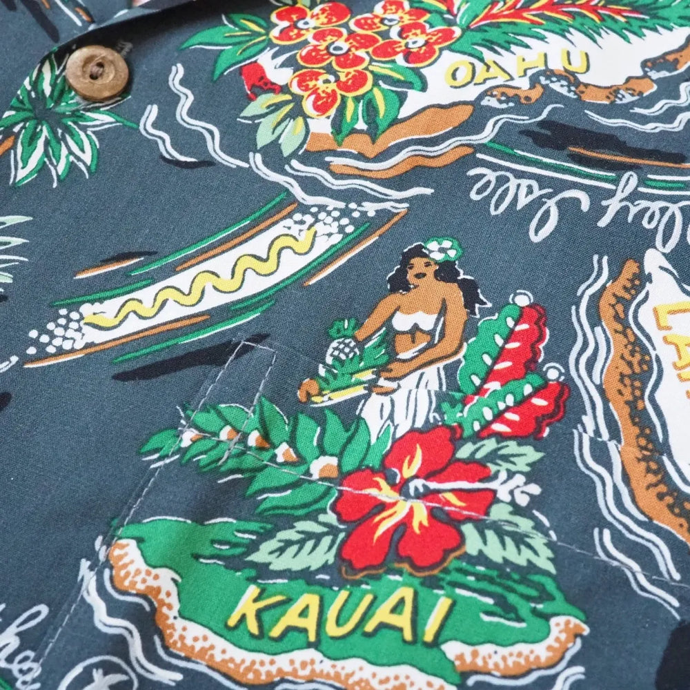 Pacific Grey Hawaiian Rayon Shirt - Made in Hawaii