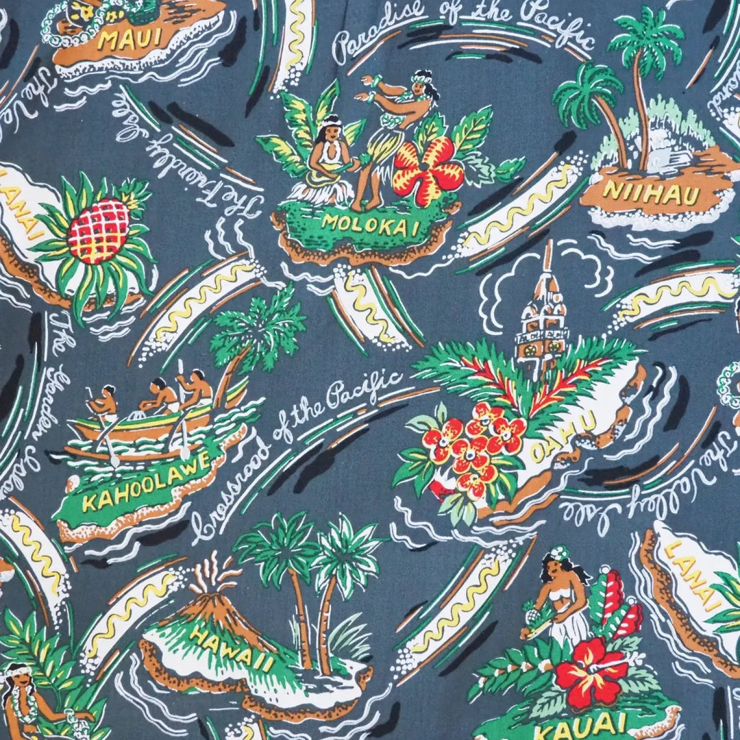 Pacific Grey Hawaiian Rayon Shirt - Made in Hawaii