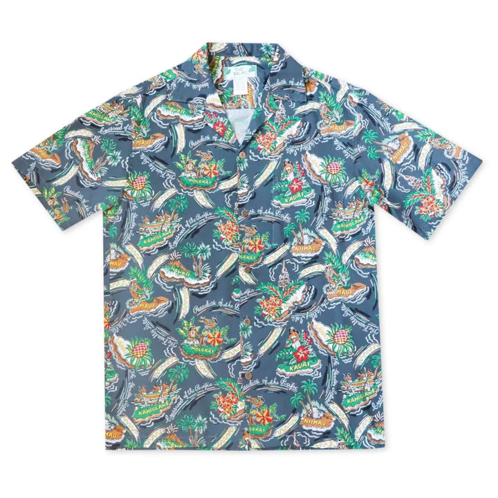 Pacific Grey Hawaiian Rayon Shirt - Made in Hawaii