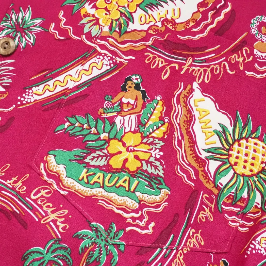 Pacific Red Hawaiian Rayon Shirt - Made in Hawaii