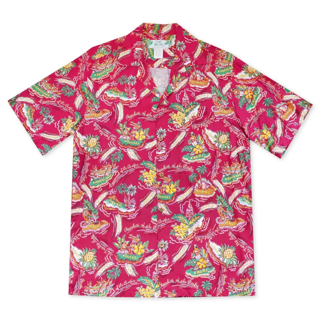 Pacific Red Hawaiian Rayon Shirt - Made in Hawaii