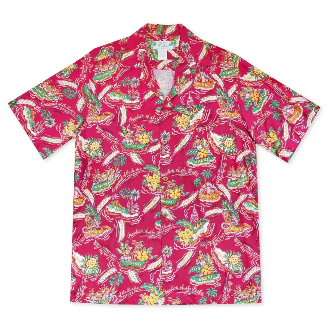 Pacific Red Hawaiian Rayon Shirt - Made In Hawaii
