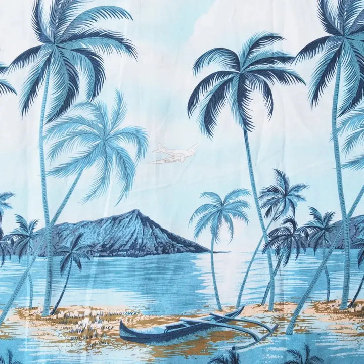 Pahoa Blue Hawaiian Border Shirt Made in Hawaii