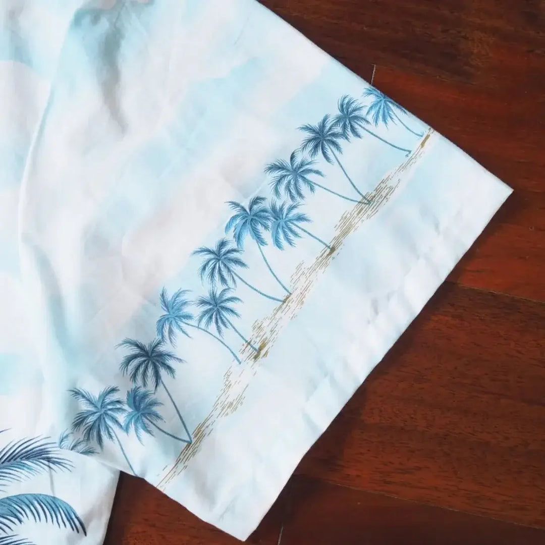 Pahoa Blue Hawaiian Border Shirt Made in Hawaii