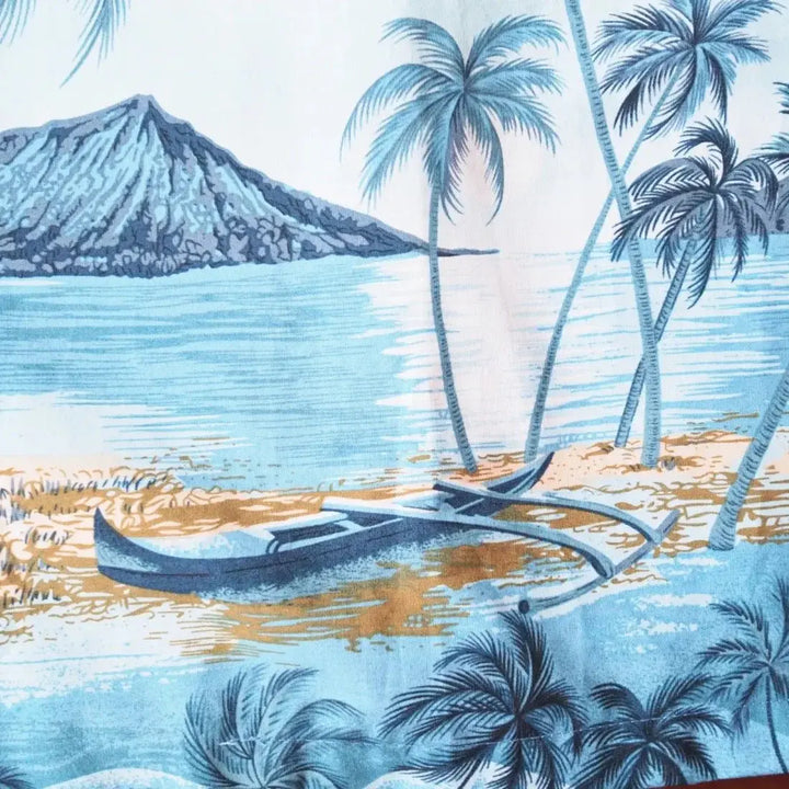 Pahoa Blue Hawaiian Border Shirt Made in Hawaii
