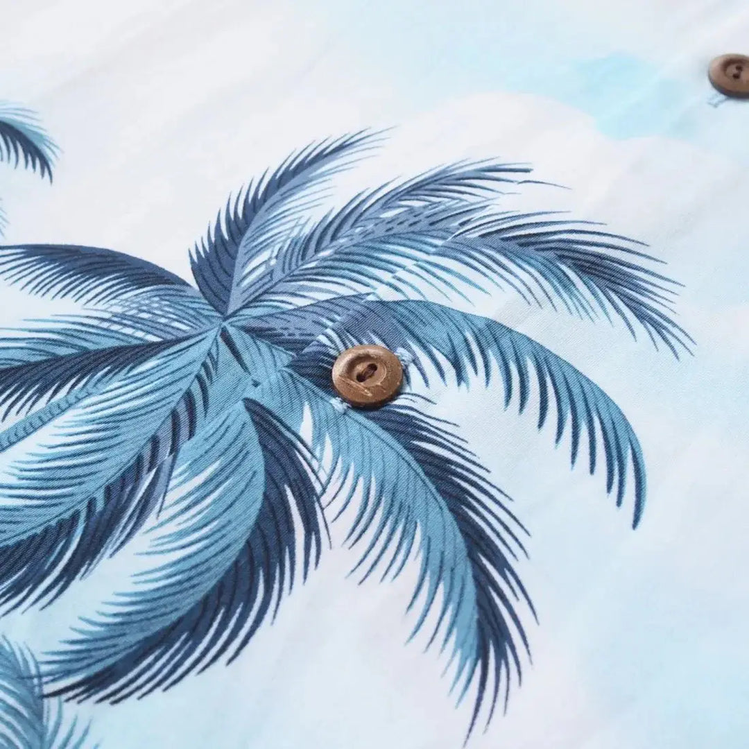 Pahoa Blue Hawaiian Border Shirt Made in Hawaii