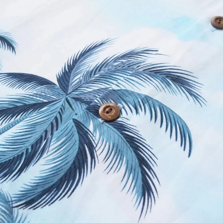 Pahoa Blue Hawaiian Border Shirt Made in Hawaii