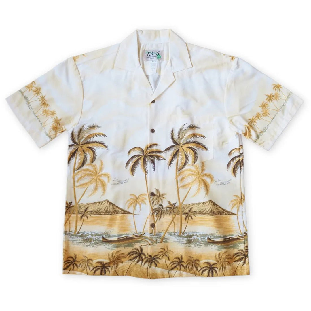 Pahoa Tan Hawaiian Border Shirt – Authentic Hawaiian Border Men's Shirts by Lavahut