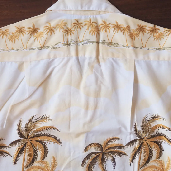 Pahoa Tan Hawaiian Border Shirt - Made in Hawaii