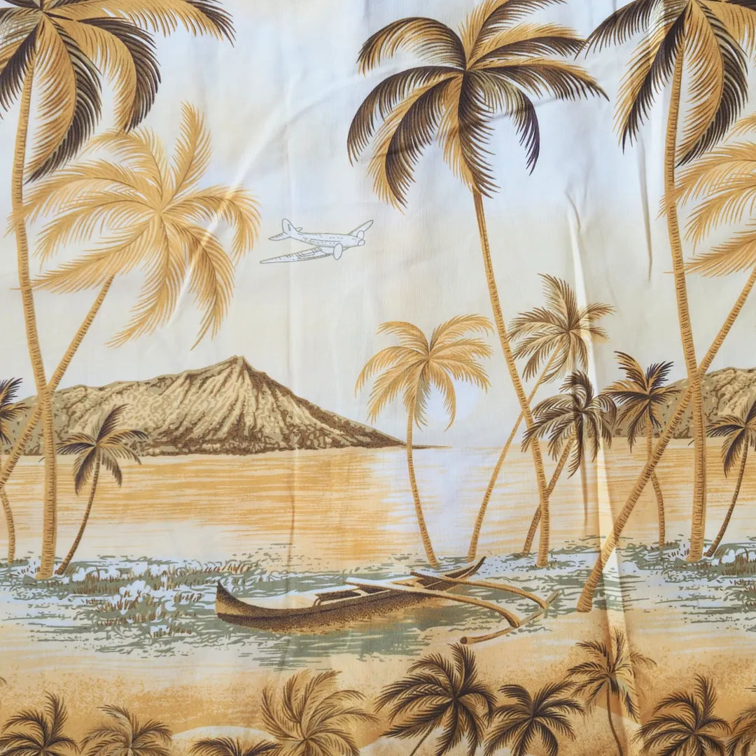 Pahoa Tan Hawaiian Border Shirt - Made in Hawaii