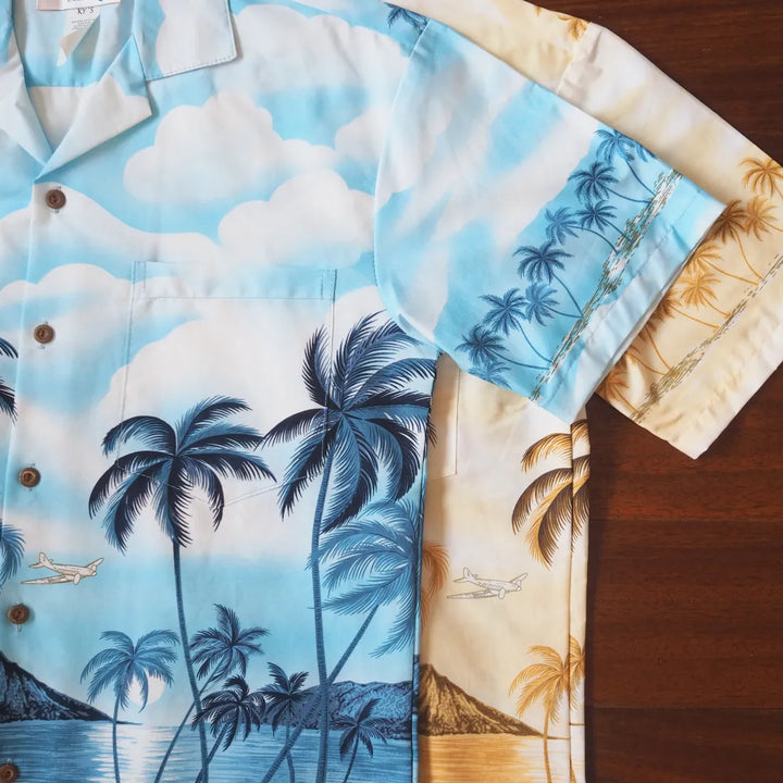 Pahoa Tan Hawaiian Border Shirt - Made in Hawaii