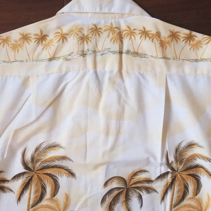 Pahoa Tan Hawaiian Border Shirt Made in Hawaii