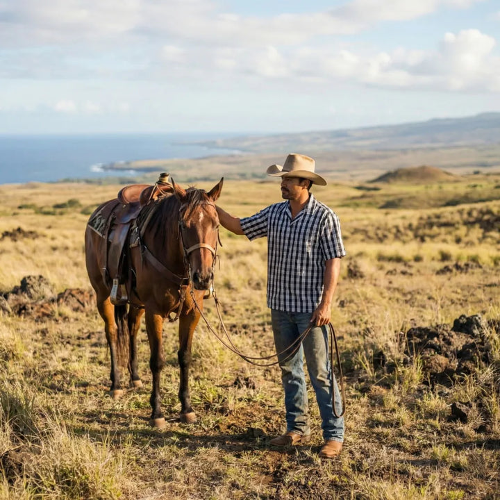 Palaka Black Hawaiian Cotton Shirt - Made in Hawaii