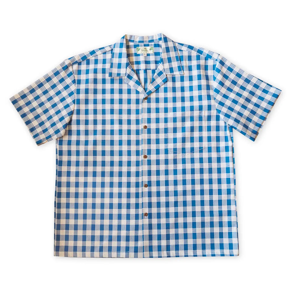 Palaka Blue Hawaiian Cotton Shirt - Made in Hawaii
