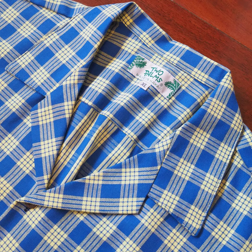 Palaka Blue / Yellow Hawaiian Cotton Shirt - Made in Hawaii
