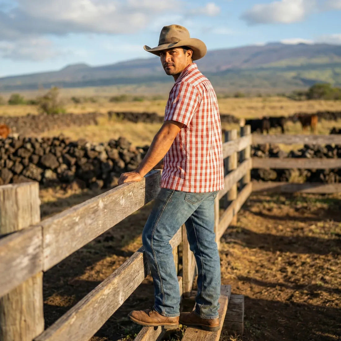 Palaka Brown Hawaiian Cotton Shirt - Made in Hawaii