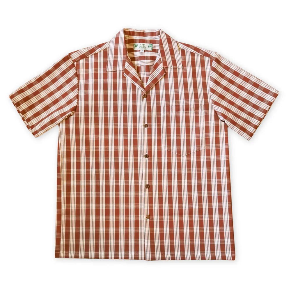 Palaka Brown Hawaiian Cotton Shirt - Made in Hawaii