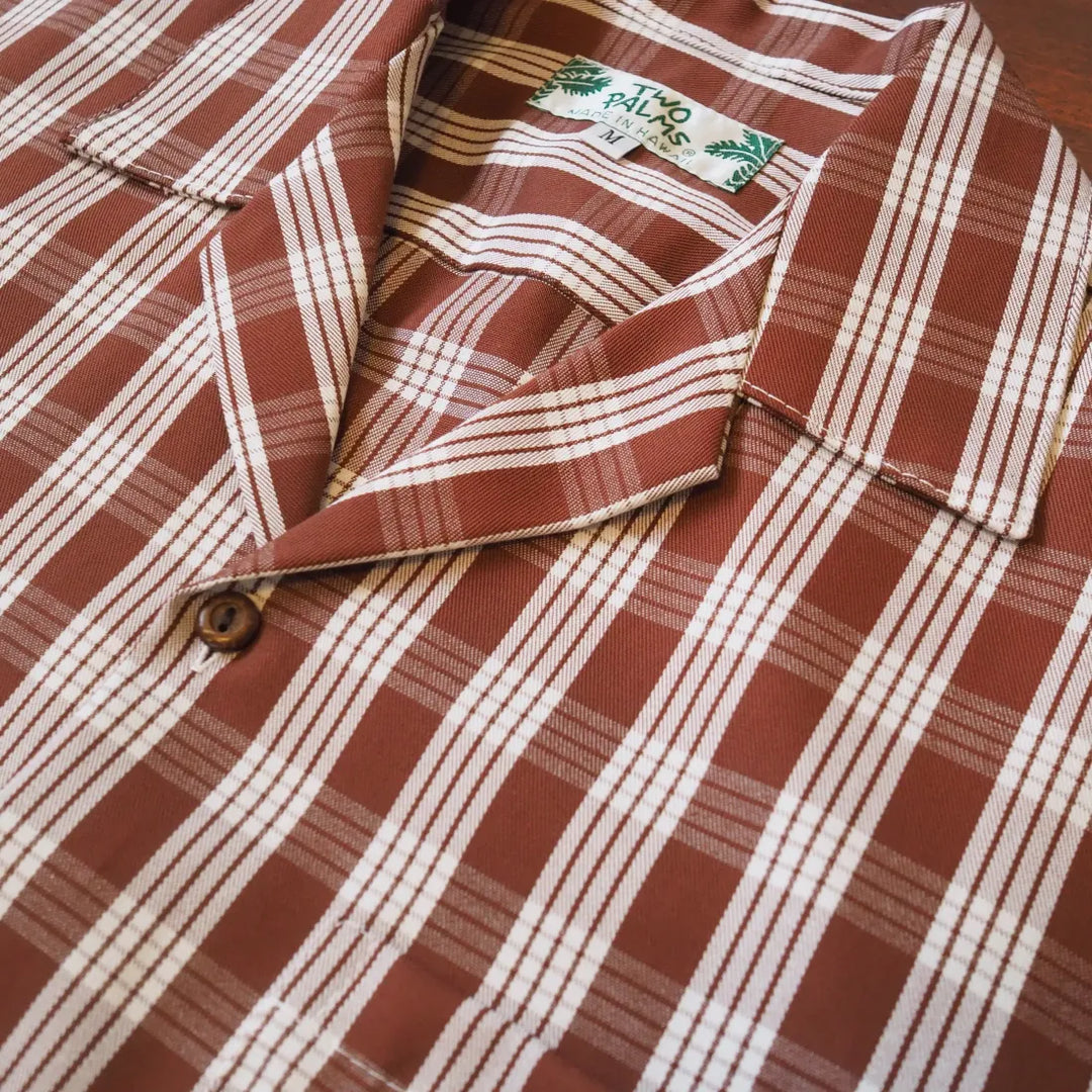 Palaka Brown Hawaiian Cotton Shirt - Made in Hawaii