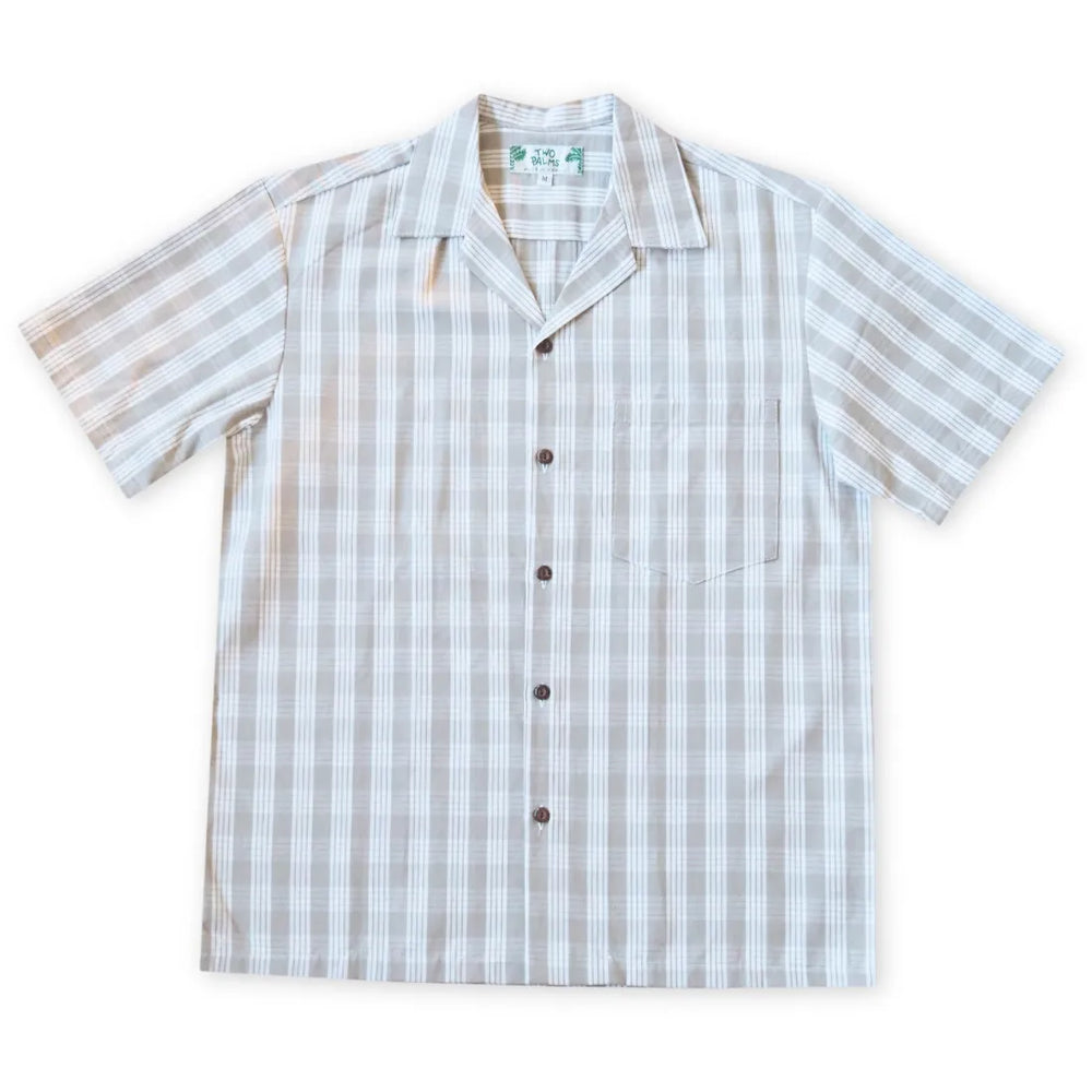 Palaka Grey Hawaiian Cotton Shirt - Made in Hawaii