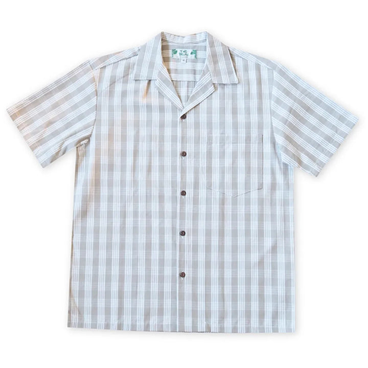 Palaka Grey Hawaiian Cotton Shirt - Made in Hawaii