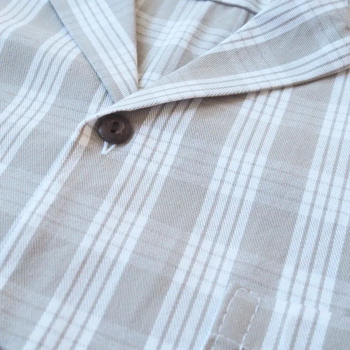 Palaka Grey Hawaiian Cotton Shirt - Made in Hawaii