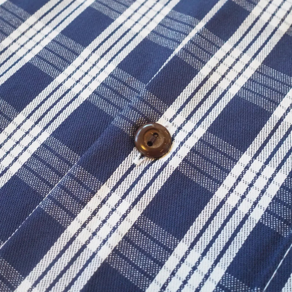 Palaka Navy Hawaiian Cotton Shirt - Made in Hawaii
