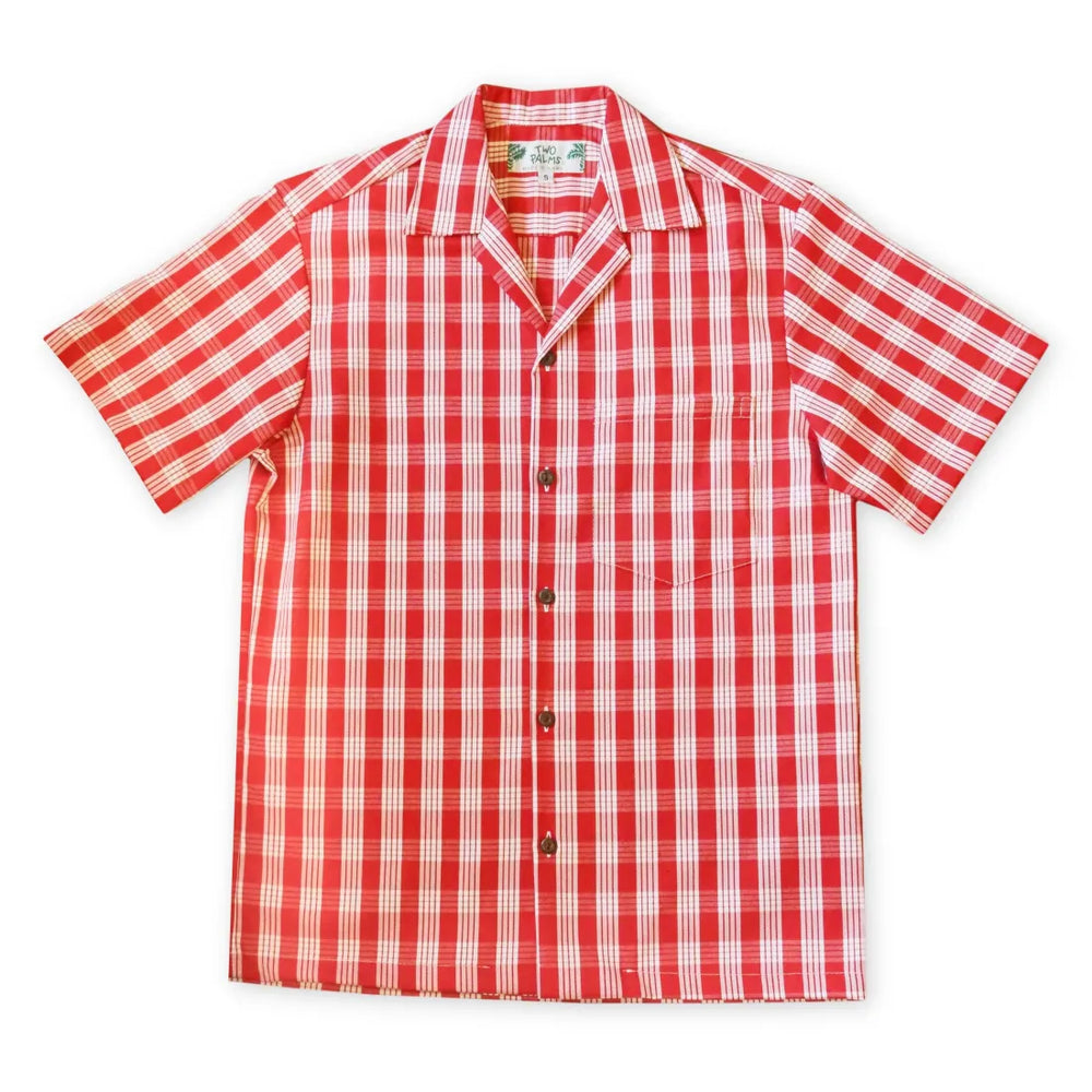 Palaka Red Hawaiian Cotton Shirt - Made in Hawaii