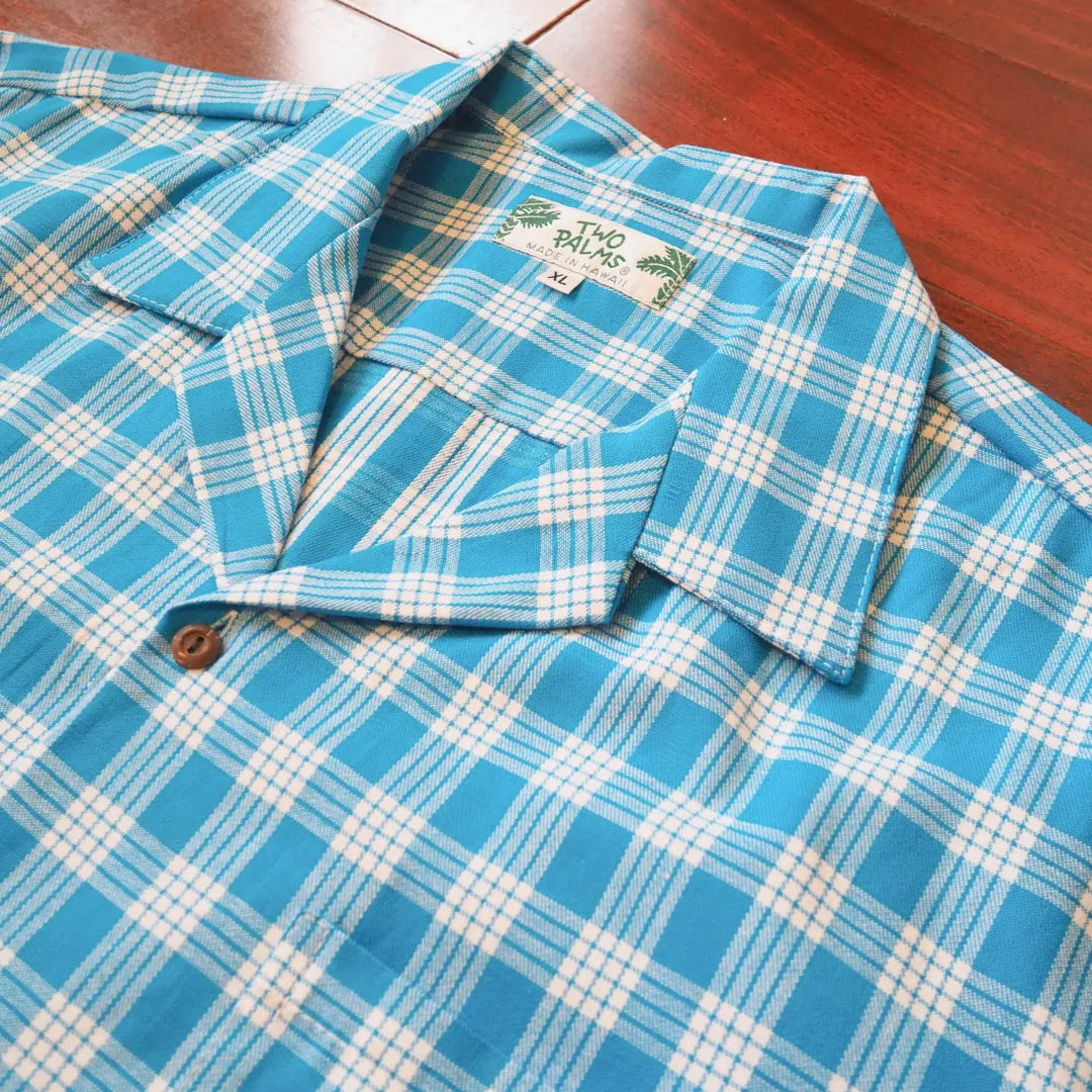 Palaka Teal Hawaiian Cotton Shirt - Made in Hawaii