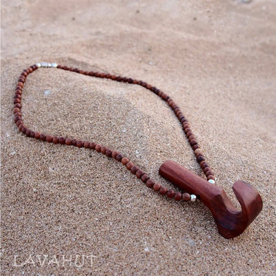 Palaoa Wooden Pendant Hawaiian Necklace - Made In Hawaii